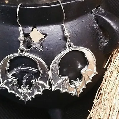 Buy Bat Earrings Silver Plated Halloween Jewellery Gothic Fashion Alternative Style • 4£