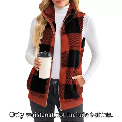 Buy Women's Winter Gilet Waistcoat Coat Jacket Vest Tartan Body Warmer Sleeveless • 24.47£