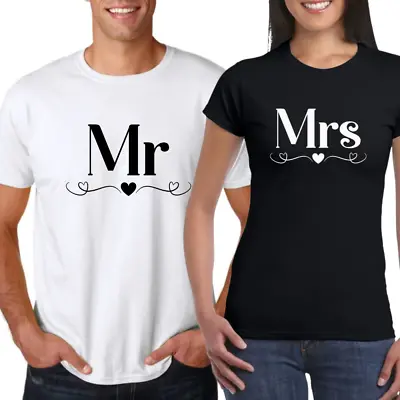 Buy Personalised T Shirt Mr Mrs Wife Husband Couples Valentines Wedding Gift Top Tee • 8.95£