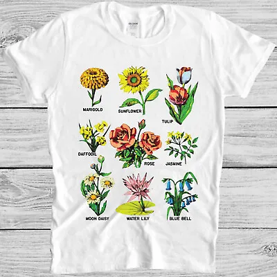 Buy British Wild Flowers Rose Daffodil Sunflower Marigold Jasmine Tee T Shirt M1070 • 6.35£