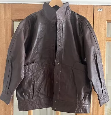Buy MILAN Designer Vintage Real Leather Jacket Coat Men Women Unisex Brown L BNWOT • 45£