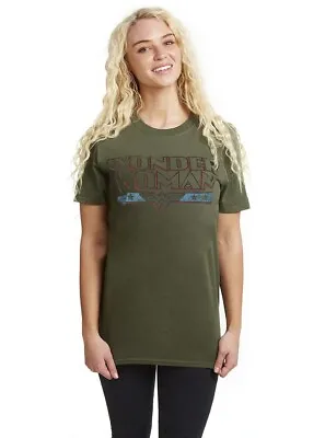 Buy DC Comics Women's Wonder Woman Retro T-Shirt Tee Top Military Dark Green X-Large • 10.95£