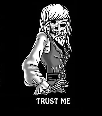 Buy Trust Me True Vampire Blood Fangs Girl Skull T-shirt • 19.88£