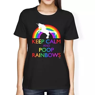 Buy 1Tee Womens Loose Fit Keep Calm And Poop Rainbows Unicorn T-Shirt • 7.99£