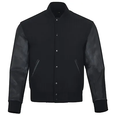 Buy WARRIOR Classic Varsity Letterman Bomber WooL & Original Cowhide Leather Jacket • 189.99£