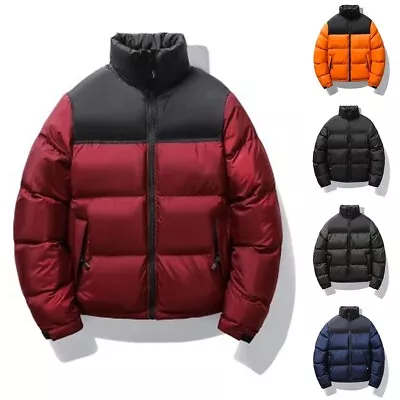 Buy Warm Winter Stand Collar Down Jacket For Men Puffer Coat With Quilted Padding • 26.69£