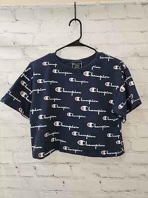 Buy Champion Reverse Weave Cropped Top Short  Sleeve Logo Print X-Small Belly • 18.89£