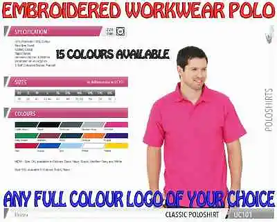 Buy Workwear Uniform Polo Shirt. Heavyweight. FREE CUSTOMISED FULL EMBROIDERED LOGO! • 7.99£