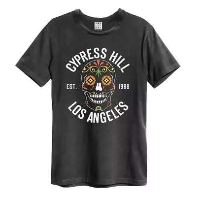 Buy Amplified Cypress Hill Floral Skull Mens Charcoal T Shirt Cypress Hill Tee • 19.95£