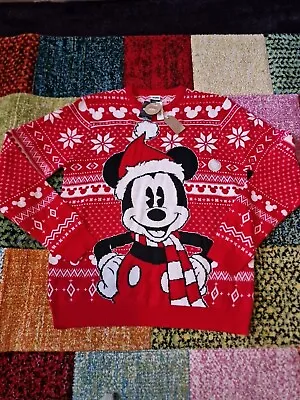 Buy NWT Disney Mickey Mouse Santa Christmas Holiday Ugly Xmas MEDIUM Fair Isle • 10£