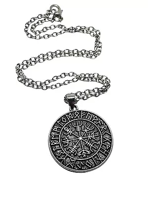 Buy Vegvisir Pendant Necklace Way Finder Viking Rune Icelandic Compass Jewellery • 6.45£