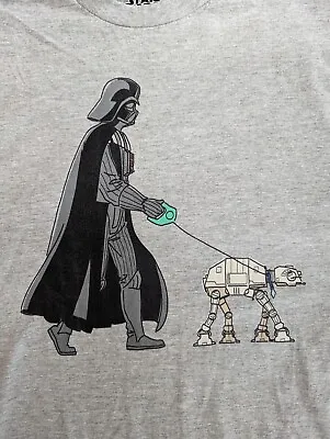 Buy Mens Star Wars Vader & AT-AT Dog T-Shirt Medium Grey Preowned Free P&P • 5.99£