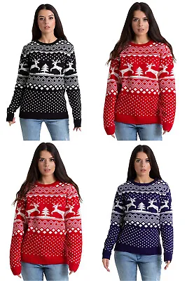 Buy Ladies Christmas Jumper Womens Xmas Novelty Sweater Knitted Long Sleeve Santa • 15.99£