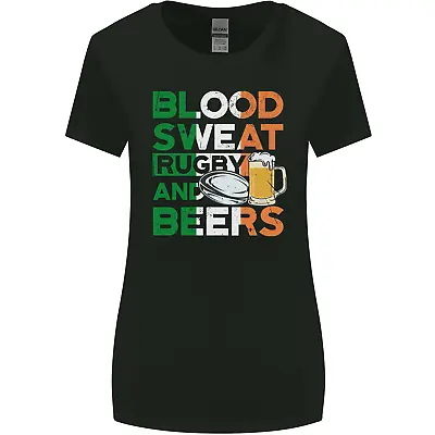 Buy Blood Sweat Rugby And Beers Ireland Funny Womens Wider Cut T-Shirt • 8.75£