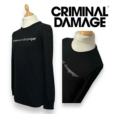 Buy CRIMINAL DAMAGE London Men’s 100% Cotton Long Sleeve Slim Fit T-Shirt Size M • 4.50£