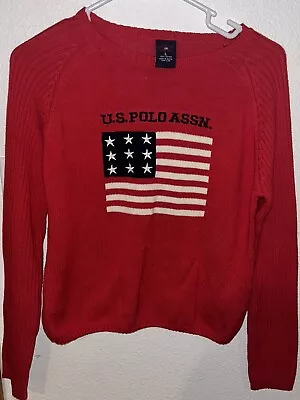 Buy Polo Ralph Lauren American Cardigan Sweater Jacket USA Flag Knit Kids Sz L Red • 27.55£
