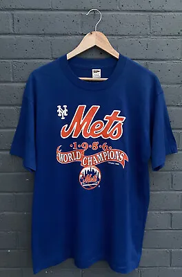 Buy Vintage 1986 New York Mets World Champion Tshirt Single Stitch 80s Trench Tag XL • 34.98£