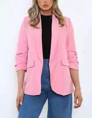 Buy Ladies Basic Ruched Sleeve Blazer New (r) • 29.95£