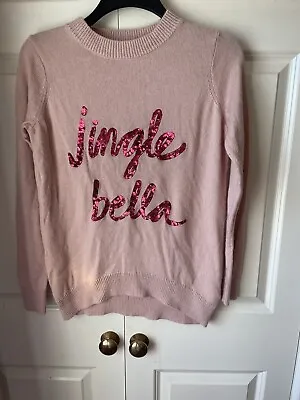 Buy Ladies Jumper By H&M  Size Small/S Salmon Pink Christmas Jingle Bella 6% Alpacca • 6£