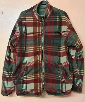 Buy Mulberry Reversible Fleece Jacket Green Red Check Thick Damaged Size Medium • 59.95£