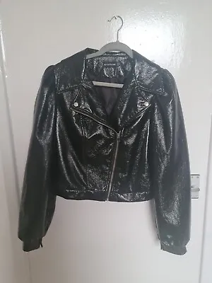 Buy High Shine Faux Leather Jacket Pretty Little Thing Size UK 12 • 18.99£