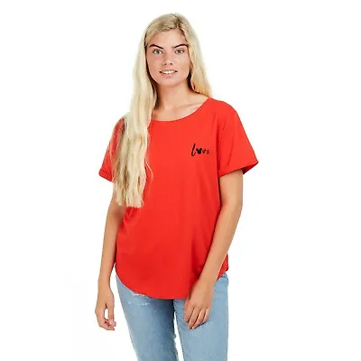Buy Official Disney Ladies Mickey Love Script T-shirt Red S - XL • 10.49£