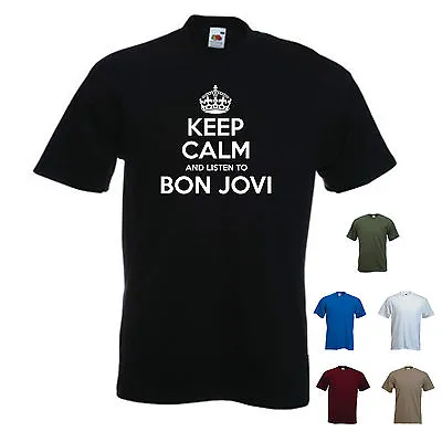 Buy 'Keep Calm And Listen To Bon Jovi' Music T-shirt Tee  • 11.69£