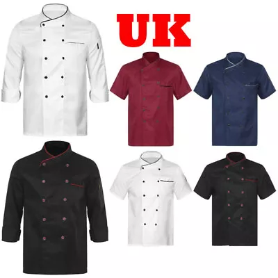 Buy UK Unisex Men Women Breathable Chef Jacket Cooking Coats Chef Work Uniform • 16.37£