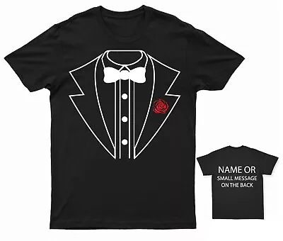 Buy Tuxedo With Rose  Funny Costume Stag Wedding T-Shir Personalised Gift Customised • 12.95£