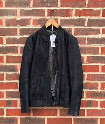 Buy All Saints Ladies ZIMMER Suede Leather Bomber Jacket UK10 US6 Biker Varsity • 69.99£