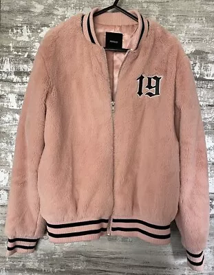 Buy Forever 21 Pink Fluffy Varsity Style Jacket Size 12 • 17£