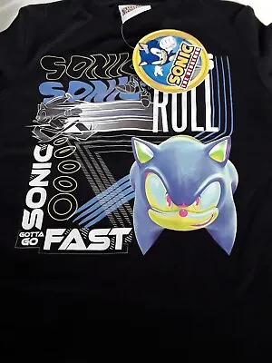 Buy NWT Sonic The Hedgehog Tshirt Cotton 5-6 Yrs Let's Roll Gotta Go Faster • 6£