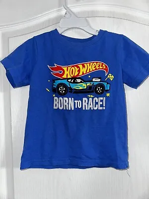 Buy Hot Wheels Big Boy's Born To Race Blue T-Shirt • 7.87£
