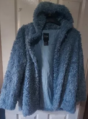 Buy Blue Teddy Bear Faux Fur Coat Jacket Me Jane New York Size UK 12 Ladies VGC • 12.99£