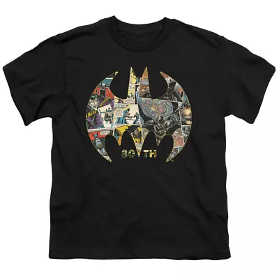 Buy Batman Kids T-Shirt 80th Anniversary Shield Black Tee • 16.29£