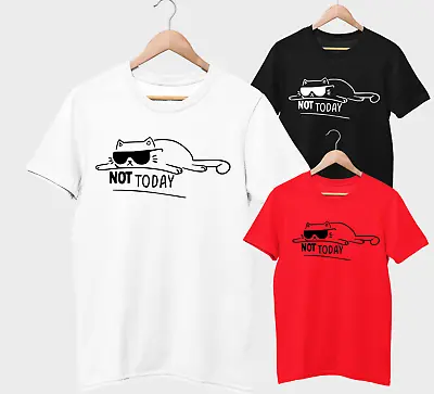 Buy Not Today Cat Mens T-Shirt Funny Lazy Sleepy Kitty Top Sleeve Short Gift Tee • 5.99£
