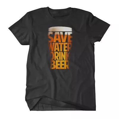 Buy Save Water Drink Beer Mens T-Shirt Black Printed Tee Top Short Sleeve S-XXL • 14.95£