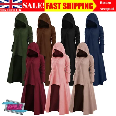 Buy Womens Gothic Punk Hooded Steampunk Cloak Cape Coat Witch Cosplay Long Jacket. • 22.99£