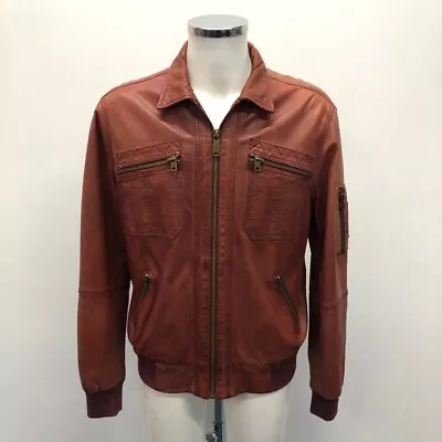 Buy Alexander McQueen Bomber Jacket Mens UK 44 IT 54 Red Leather Designer RMF-RP • 10.72£