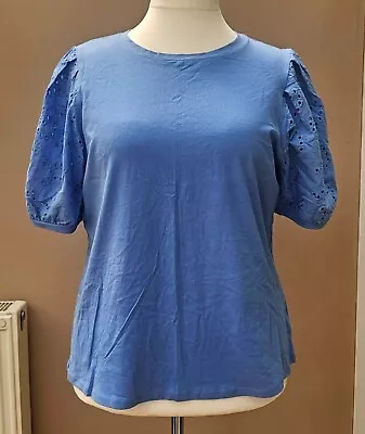 Buy NWT Ladies Baby Blue Short Cut Out Design Sleeves Top - Sz 20 - F&F • 3£