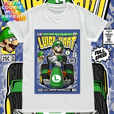 Buy Super Mario Luigi Retro Karting Video Game Men's Women's Unisex Adults T-shirt • 3.99£