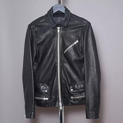 Buy ALL SAINTS BELMONT Leather Jacket XS Mens Black Celebrity Biker Clay Akira Koban • 249.99£