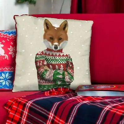 Buy Fabfunky Ltd., Fox In Winter Sweater Christmas / Holiday 18  Pillow Cover, New • 95.55£