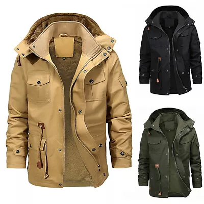 Buy Mens Winter Fleece Thick Military Jackets Hooded Combat Outdoor Tactical Coats • 23.09£