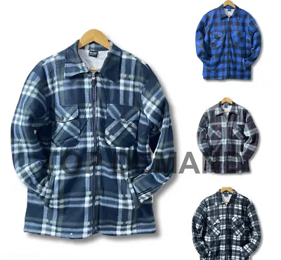 Buy New Mens Lumberjack Padded Fur Lined Zip Fleece Check Shirt Coat Sherpa Jacket • 15.98£