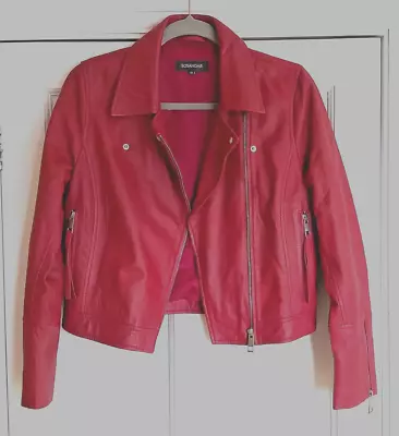 Buy Sosandar Dark Red Leather Jacket, Size 10 • 20£