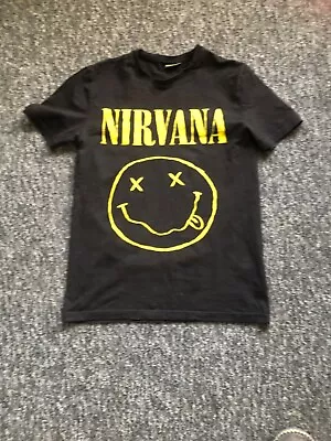 Buy Nirvana T-Shirt Black Yellow Graphic Size Small • 6.99£