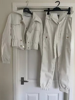 Buy Women’s Mielczarkowski White Faux Leather Set, Jacket, Trousers S • 55£