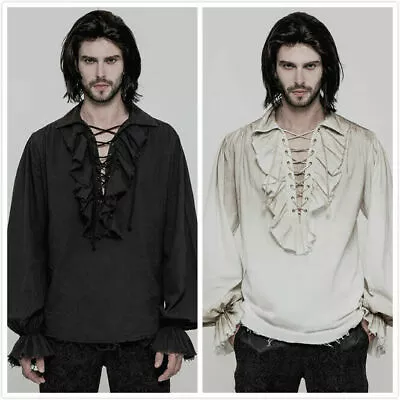 Buy Punk Rave Steampunk Gothic Victorian Open Laced Chest Mens T Shirt Top Clothing • 45.59£