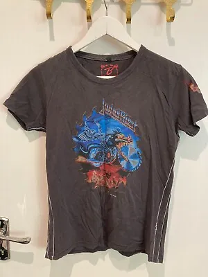 Buy Vintage Style Grey Judas Priest Women's Rock N Roll Band Tee Size Small • 25£